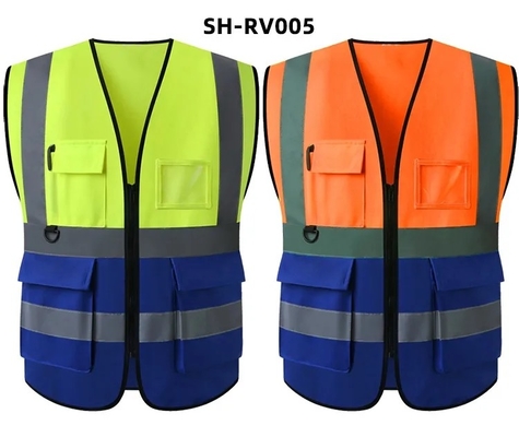 Habillement tricoté Reflectiv de veste de visibilité de gilet fait sur commande de sécurité de construction de tissu haut