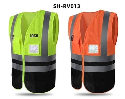 Habillement tricoté Reflectiv de veste de visibilité de gilet fait sur commande de sécurité de construction de tissu haut